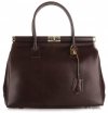 Kožené kabelka kufrík Genuine Leather čokoládová 816(2