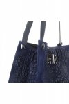 Kožené kabelka shopper bag Vera Pelle tmavo modrá 10477