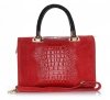 Kožené kabelka kufrík Genuine Leather červená A4