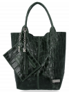 Kožené kabelka shopper bag Vittoria Gotti fľašková zelená B15