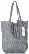 Kožené kabelka shopper bag Vittoria Gotti svetlo šedá VL299
