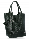 Kožené kabelka shopper bag Vittoria Gotti fľašková zelená B15