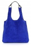 Kožené kabelka shopper bag Genuine Leather modrá 8023