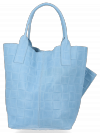 Kožené kabelka shopper bag Vittoria Gotti svetlo modrá B22
