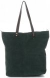 Kožené kabelka shopper bag Vera Pelle fľašková zelená 80041