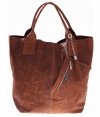 Kožené kabelka shopper bag Genuine Leather hnedá 777