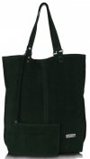 Kožené kabelka shopper bag Vittoria Gotti fľašková zelená V22