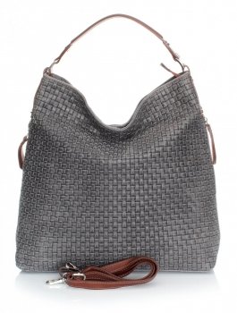 Kožené kabelka univerzální Genuine Leather šedá 15