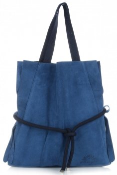Kožené kabelka shopper bag Vittoria Gotti modrá V26A
