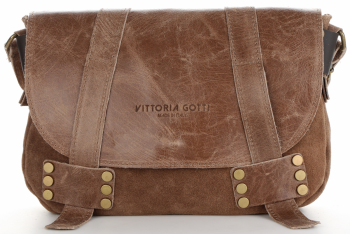 Kožené kabelka listonoška Vittoria Gotti zemitá V688636