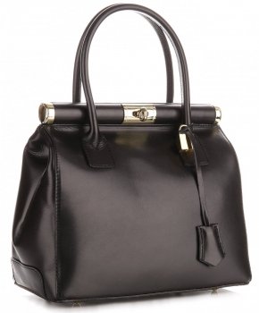 Kožené kabelka kufřík Genuine Leather černá 816(1