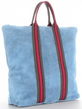 Kožené kabelka shopper bag Vittoria Gotti světle modrá V689746