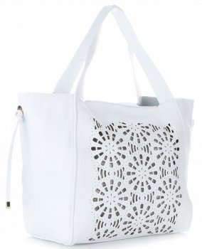 Kožené kabelka shopper bag Genuine Leather bílá 5157
