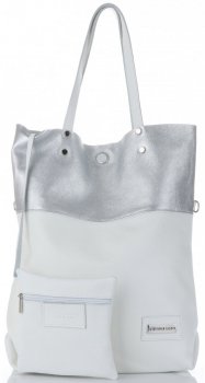 Bőr táska shopper bag Vittoria Gotti fehér V6538