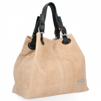Bőr táska shopper bag Vittoria Gotti bézs V2L