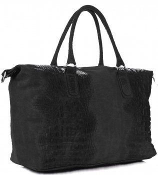 Bőr táska kuffer Genuine Leather fekete 1175