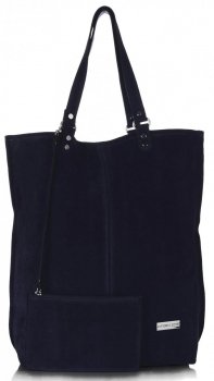 Bőr táska shopper bag Vittoria Gotti tengerkék V22