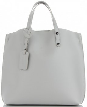 Bőr táska shopper bag Genuine Leather világosszürke 6047