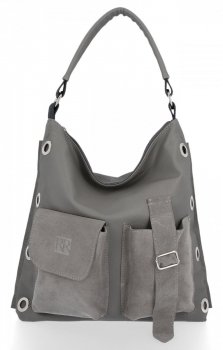 Bőr táska shopper bag Roberto Ricci szürke 19145