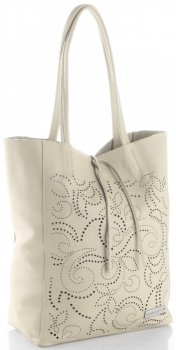 Bőr táska shopper bag Vittoria Gotti bézs V299F