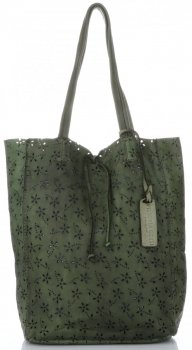 Bőr táska shopper bag Vittoria Gotti palackzöld VL299