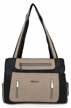 Torebka Damska Shopper Bag firmy Hernan 3892 Czarna/Ciemny Beż