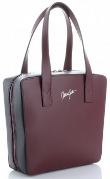 GEANȚĂ DIN PIELE cufăr Vittoria Gotti vișiniu V6556