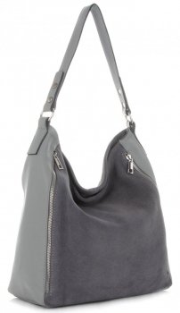 GEANȚĂ DIN PIELE shopper bag Vittoria Gotti gri deschis V3368