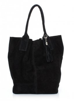 Kožené kabelka shopper bag Genuine Leather čierna 801