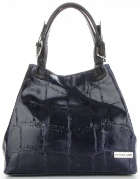 Kožené kabelka shopper bag Vittoria Gotti tmavo modrá V692754