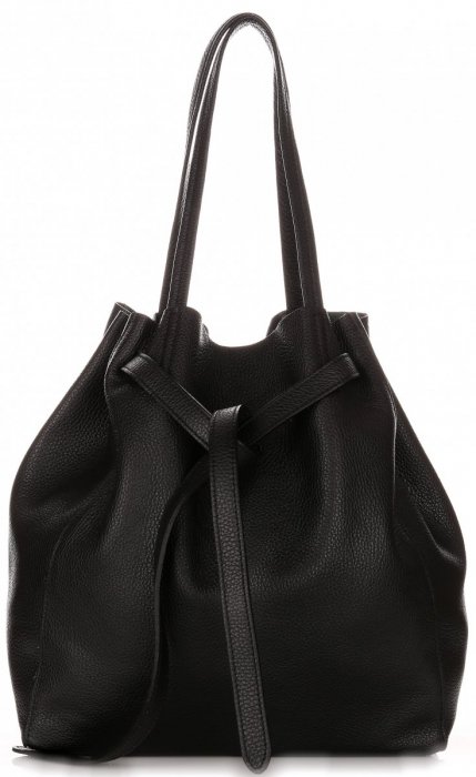 Kožené kabelka shopper bag Genuine Leather černá 1158