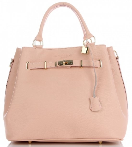 Kožené kabelka kufřík Vittoria Gotti pudrová růžová V366