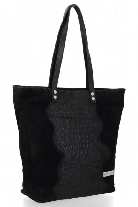 Kožené kabelka shopper bag Vittoria Gotti černá V2380