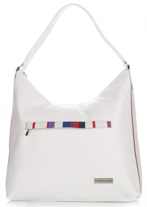 Kožené kabelka shopper bag Vittoria Gotti bílá V75