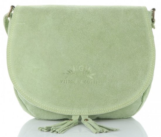 Kožené kabelka listonoška Vittoria Gotti světle zelená V2002