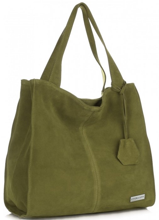 Kožené kabelka shopper bag Vittoria Gotti zelená V501