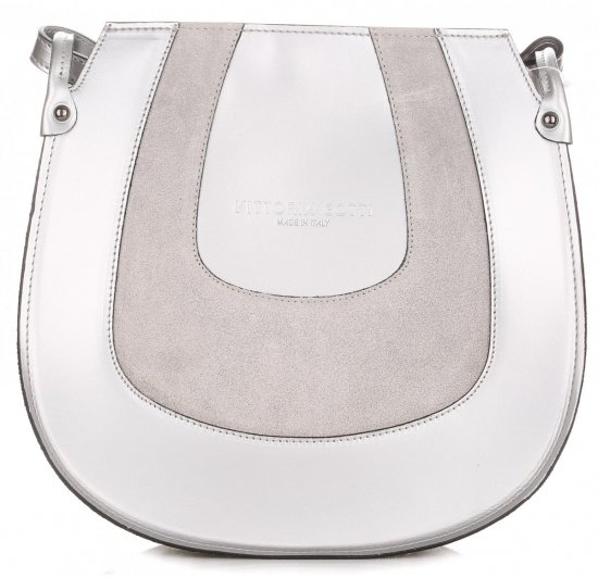 Kožené kabelka listonoška Vittoria Gotti stříbrná V8607