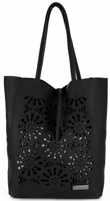 Kožené kabelka shopper bag Vittoria Gotti černá V577