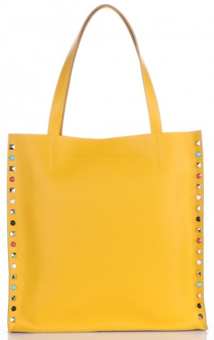Kožené kabelka shopper bag Genuine Leather žlutá 5013