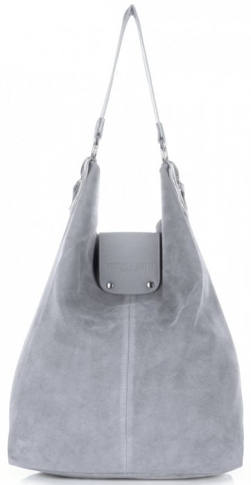 Kožené kabelka shopper bag Vittoria Gotti světle šedá V3292C