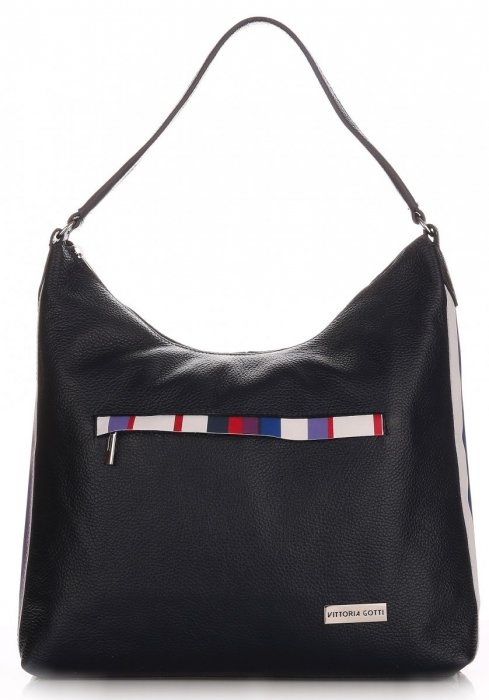 Kožené kabelka shopper bag Vittoria Gotti tmavě modrá V75