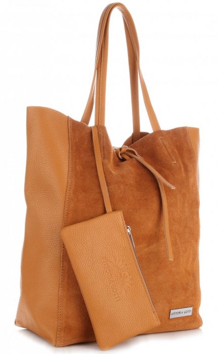 Kožené kabelka shopper bag Vittoria Gotti zrzavá V602
