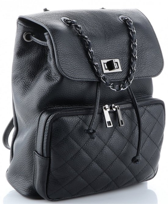 Kožené kabelka batůžek Genuine Leather černá 5627