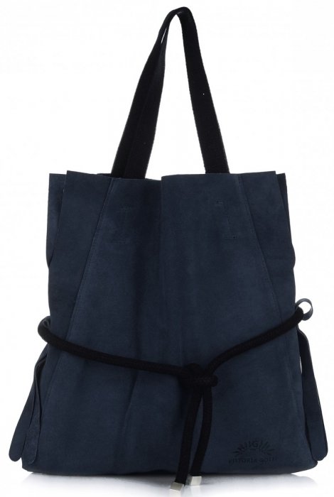 Kožené kabelka shopper bag Vittoria Gotti tmavě modrá V26A