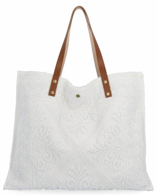 Italská Kabelka Shopper Bag v Módních Vzorech 5887 Bílá