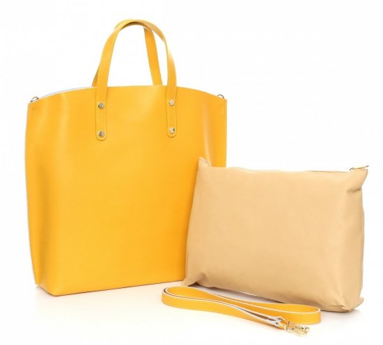 Kožené kabelka shopper bag Genuine Leather žlutá 6047