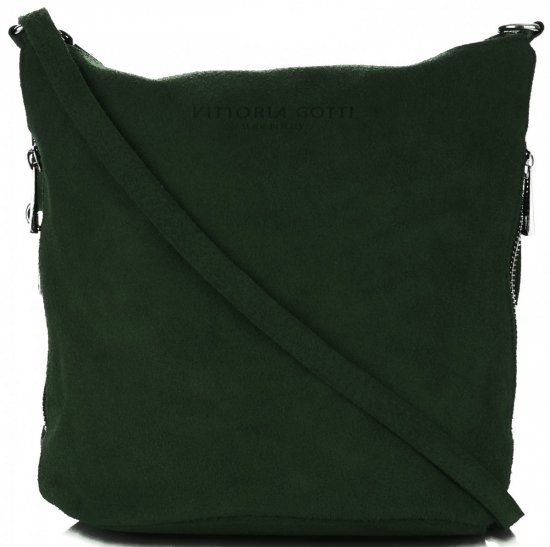 Kožené kabelka listonoška Vittoria Gotti lahvově zelená V135
