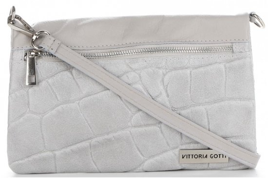 Kožené kabelka listonoška Vittoria Gotti světle šedá V190232