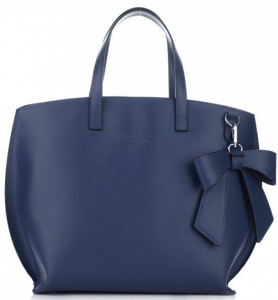 Kožené kabelka shopper bag Vittoria Gotti modrá V6D BIGnje