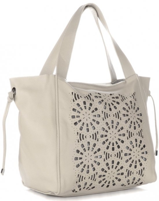 Kožené kabelka shopper bag Genuine Leather béžová 5157